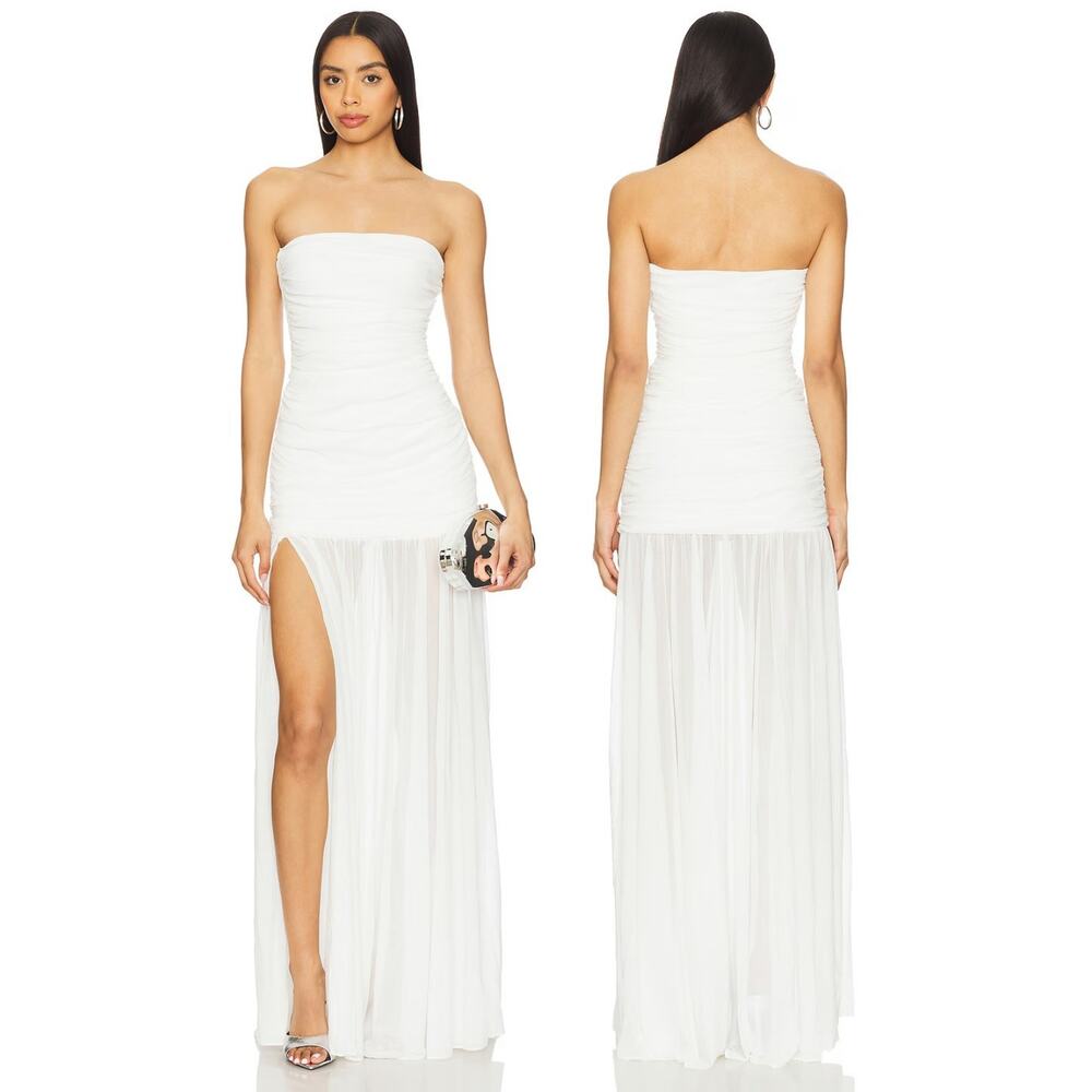 Retrofete Adele Strapless Maxi Dress Ruched Formal Bridal Wedding Party XL